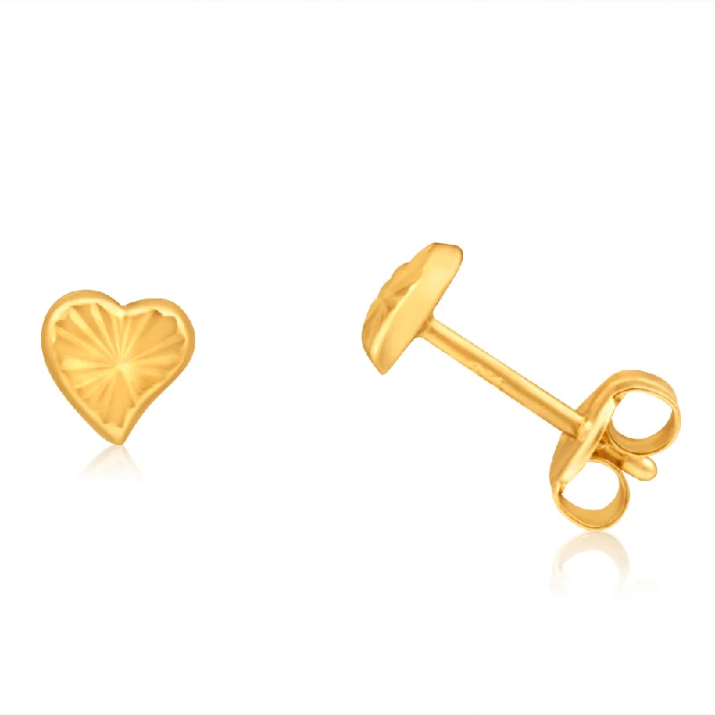 Timeless Jewelry Styles At Wallet-Friendly Prices 9ct Yellow Gold Small Heart Stud Earrings