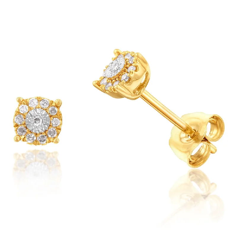 Grab Exquisite Jewelry At The Lowest Prices 9ct Yellow Gold Sublime Diamond Stud Earrings