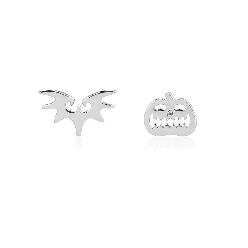 Seasonal Jewelry Sale – Upgrade Your Collection Disney Bat+Pum White Gold Plated Mix Match Stud Earrings