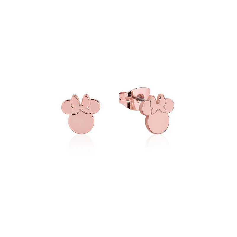 Elegant Necklaces And Bracelets At Limited-Time Offers Disney Rose Gold Plated Stainless Steel Minnie Mouse 9mm Stud Earrings