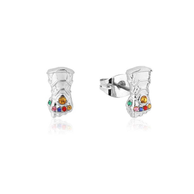 Customized Silver Jewelry For Unique Style Disney Stainless Steel 14ct White Gold Plated Infinity Gauntlet Stud Earrings