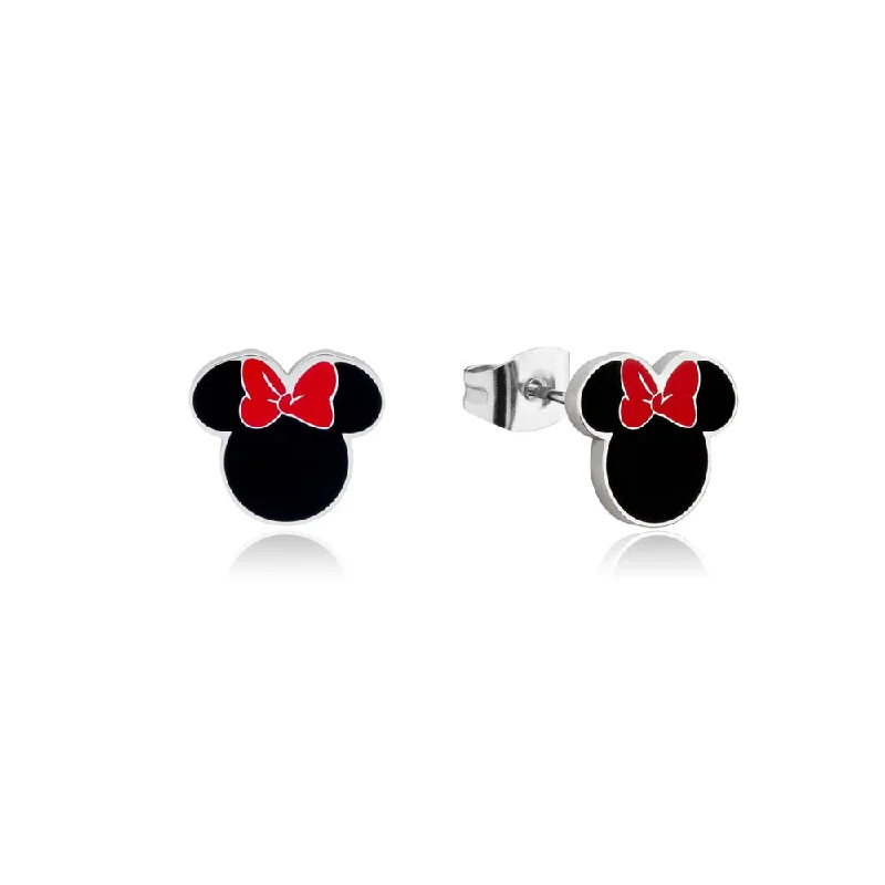 Romantic Heart-Shaped Jewelry For Special Gifts Disney Stainless Steel Minnie Silhouette Stud Earrings