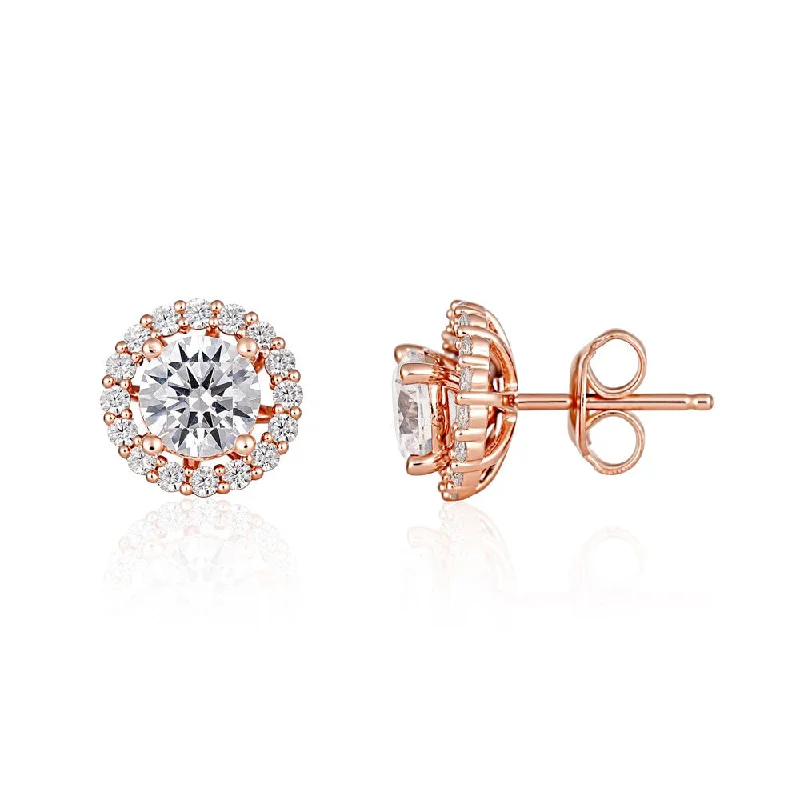 Classic And Modern Jewelry Styles On Sale Georgini Heirloom Rose Gold Plated Sterling Silver Zirconia Esteem Stud Earrings