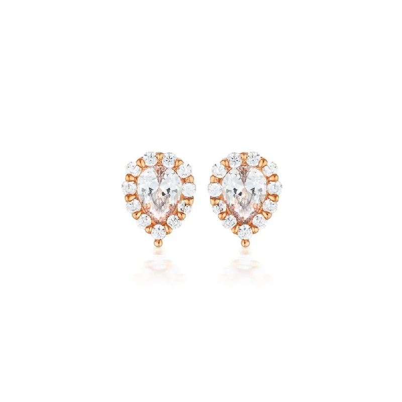 Shop Stylish Jewelry Now And Save Big Georgini Rose Gold Plated Sterling Silver Zirconia Monaco Stud Earrings