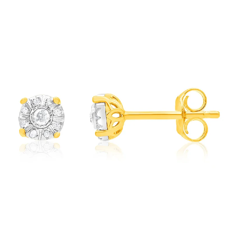 Flash Sale On Exquisite Jewelry – Don't Miss Out Gold Plated Sterling Silver 1/10 Carat Diamond Stud Earrings