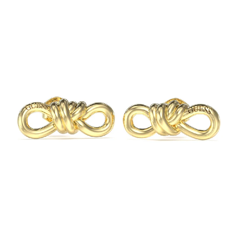 Affordable Glamour – Premium Jewelry For Less Guess Gold Plated Stainless Steel 20mm Knot Stud Earrings