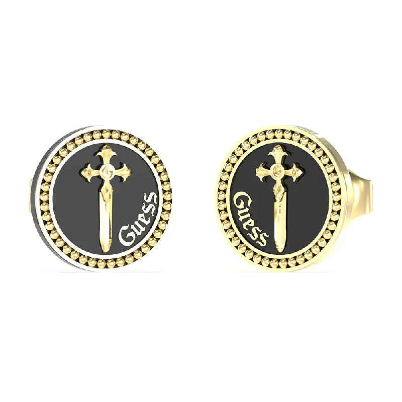 Shop Fine Jewelry With Exclusive Savings Guess Men's Jewellery Gold Plated Stainless Steel 12mm Dagger Coin Stud Earrings