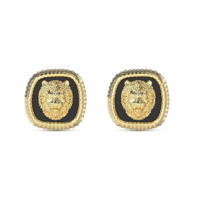 Buy More, Save More On Stunning Jewelry Pieces Guess Men's Jewellery Gold-Plated Stainless-Steel Lion 13mm Stud Earrings