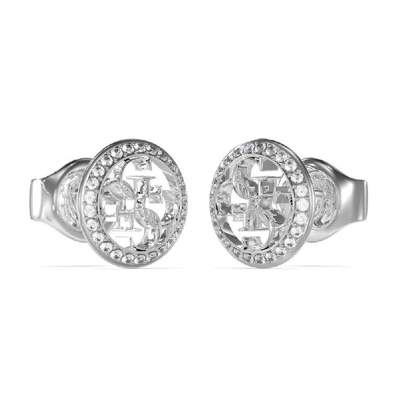 Affordable Luxury Jewelry – Style At A Great Price Guess Stainless Steel 4G And Cubic Zirconia 10mm Coin Stud Earrings