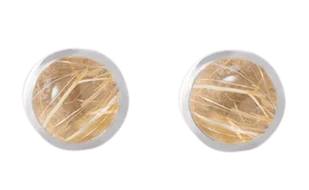 Everyday Jewelry Essentials Now On Sale Lotus Stud Earrings, Rutile Quartz in Sterling Silver