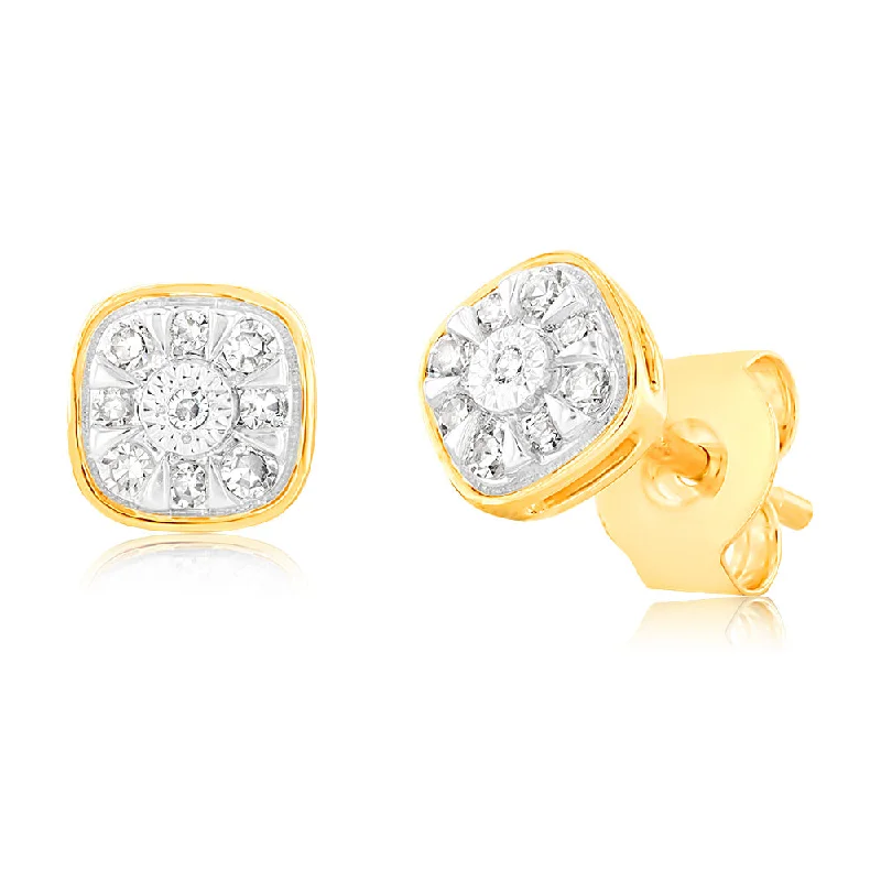 Get The Sparkle You Love At Prices You Adore Luminesce Lab Grown 1/10 Carat Diamond Stud Earrings in 9ct Yellow Gold