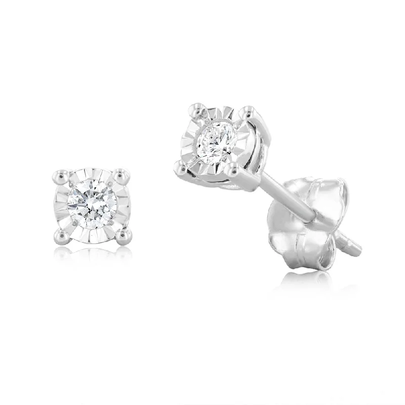 Dazzle In Elegance With Our Biggest Jewelry Sale Luminesce Lab Grown 1/10 Carat Diamond Stud Earrings In Sterling Silver