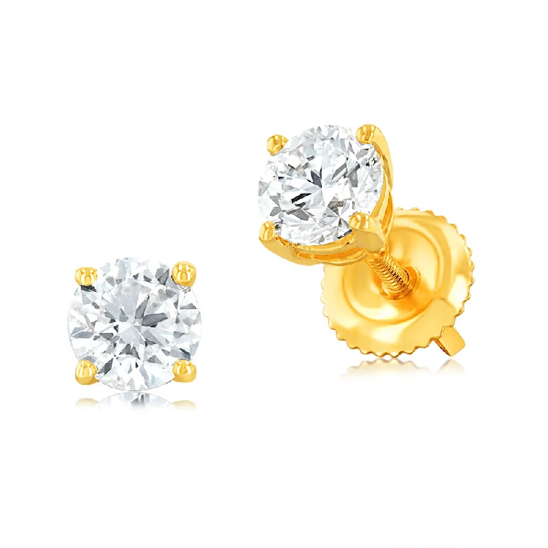 Jewelry Sale – Exclusive Styles At Lower Prices Luminesce Lab Grown 1 Carat Diamond Solitaire Stud Earrings in 14ct Yellow Gold