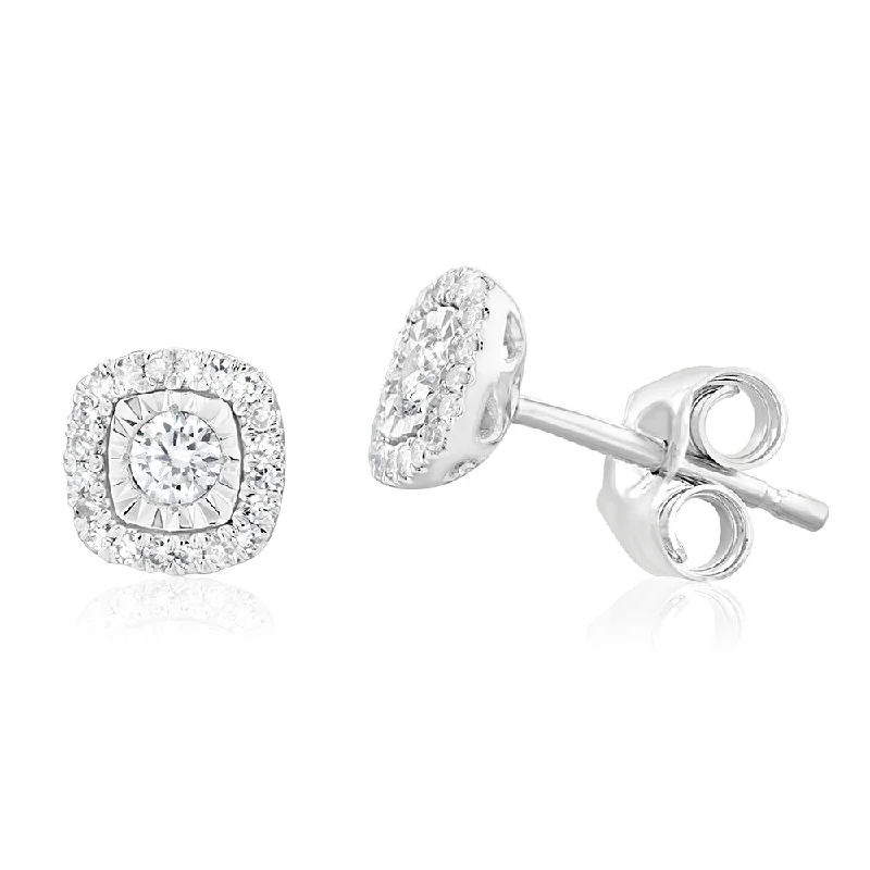 Premium Diamond Jewelry For Unforgettable Moments Luminesce Lab Grown 9ct White Gold 1/5 Carat Diamond Halo Stud Earrings