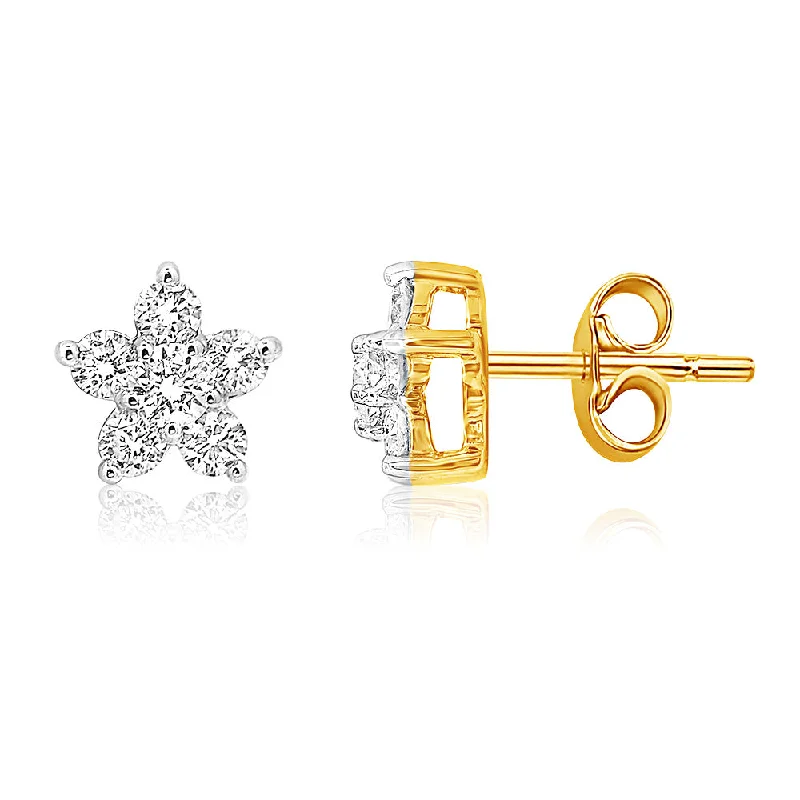 Grab Stylish Jewelry Before The Sale Ends Luminesce Lab Grown 9ct Yellow Gold 1/2 Carat Diamond Stud Earrings with 12 Diamonds