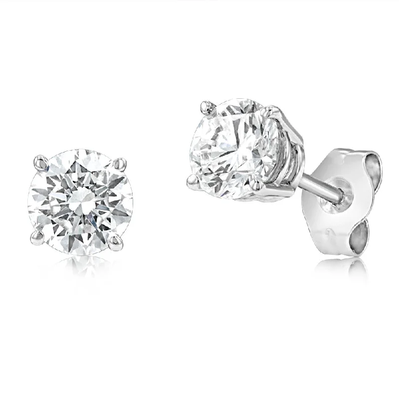 Shop High-Quality Jewelry At Jaw-Dropping Discounts Luminesce Lab Grown Diamond 1 Carat Solitaire Stud Earrings in 14ct White Gold