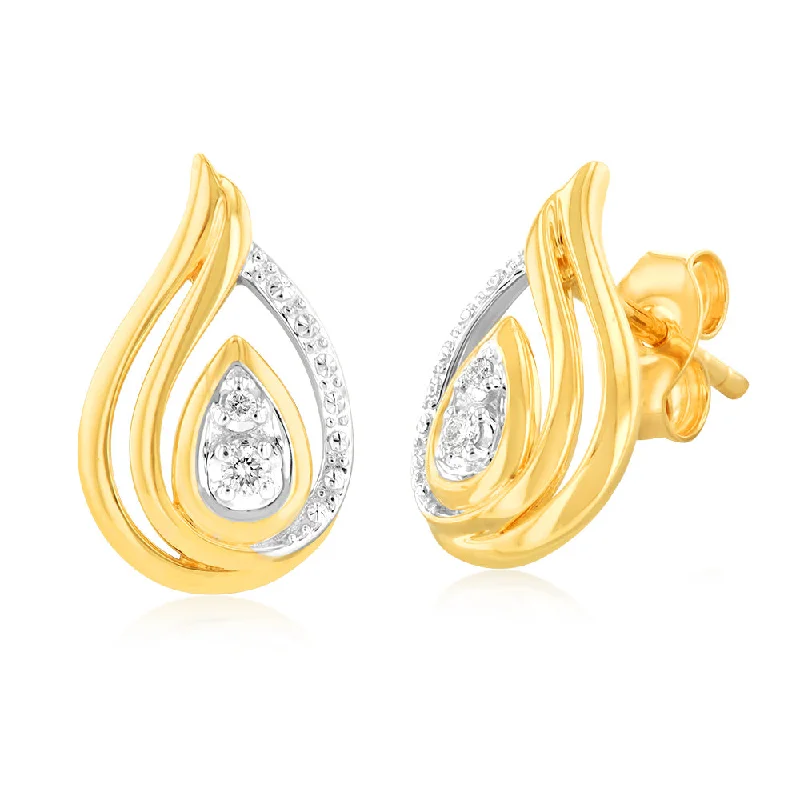 Discover Unique Jewelry With Special Limited-Time Offers Luminesce Lab Grown Pear Shaped Stud Earrings With 4 Diamonds in 9ct Yellow Gold