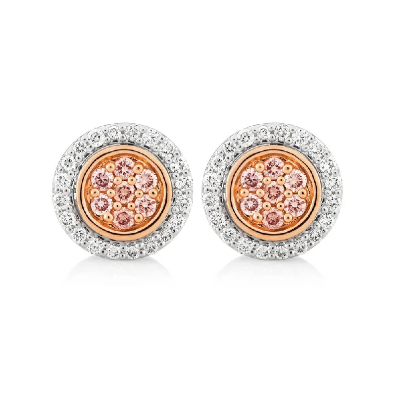 Dainty Floral Jewelry For Feminine Elegance Pink Diamond 18ct White Gold Diamond Stud Earrings