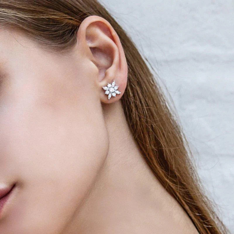 Flash Sale On Elegant Jewelry – Don't Miss Out Snow Flower Silver Zircon Stud Earrings