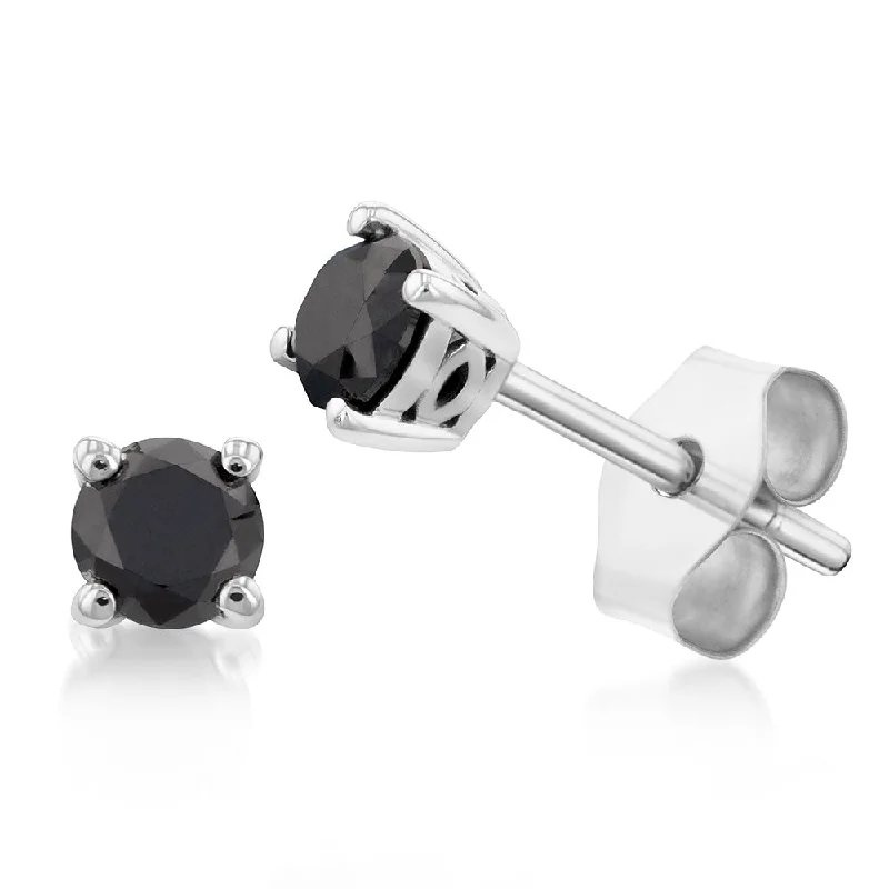 Your Perfect Accessory Now At The Best Price Sterling Silver 0.75 Carat Black Diamond Stud Earrings