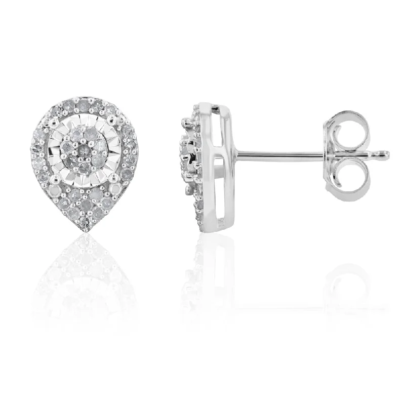 Fashion-Forward Jewelry At Exclusive Discounts Sterling Silver 1/5 Carat Diamond Stud Earrings set with 58 Brilliant Diamonds