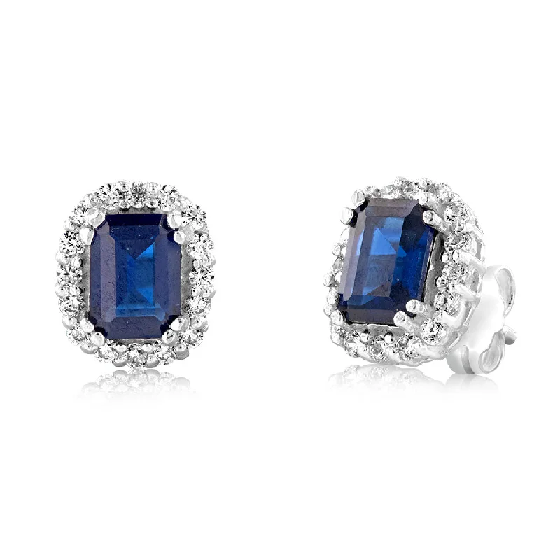 Exclusive Jewelry Markdowns – Limited-Time Offer Sterling Silver Blue & White Zirconia Stud Earrings