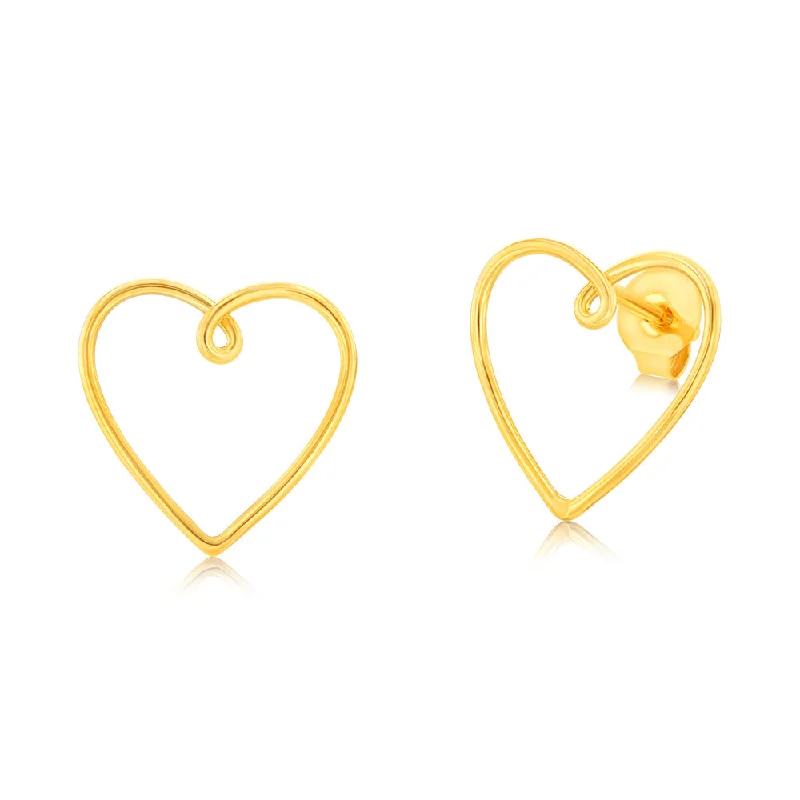 Everyday Jewelry Essentials Now On Sale Sterling Silver Gold-Plated Heart Outline Stud Earrings