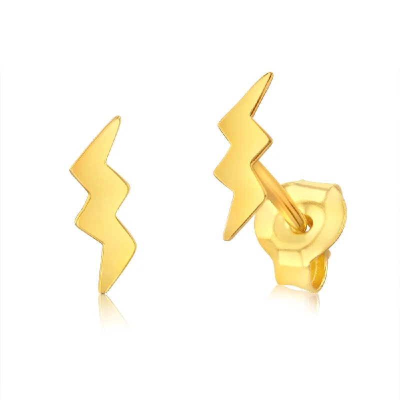 Exclusive Jewelry Sale Event – Shop Now Sterling Silver Gold Plated Lightning Bolt Stud Earrings