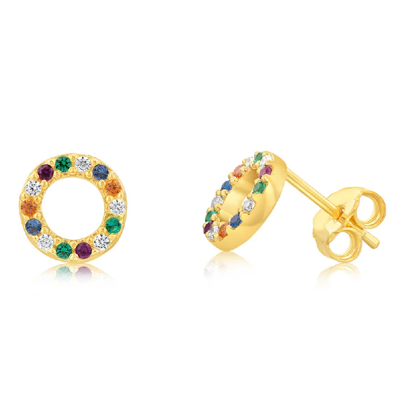 Limited-Time Jewelry Discounts – Shine Without The Splurge Sterling Silver Gold Plated Multicolour Circle Of Life Stud Earrings