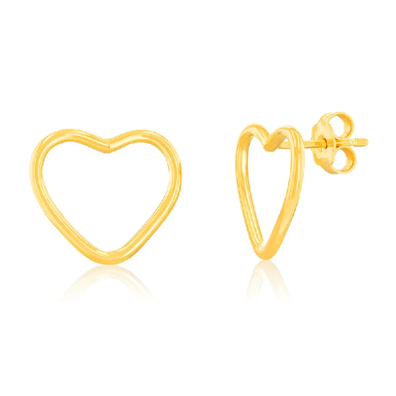 Clearance Sale On High-End Jewelry Collections Sterling Silver Gold Plated Open Heart Stud Earrings