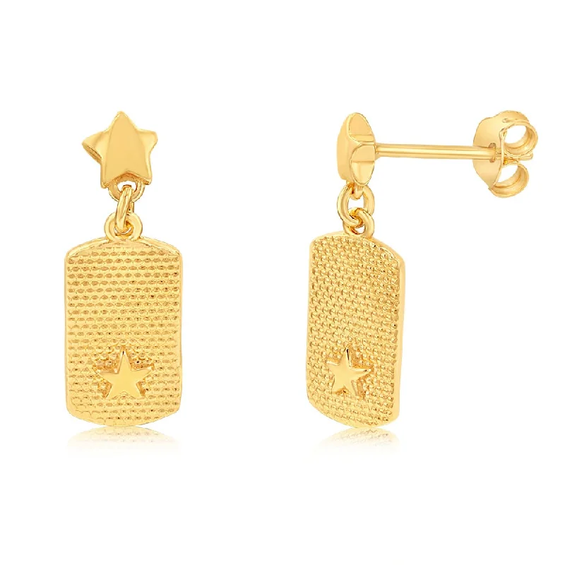 Sparkle For Less – Shop Our Limited-Time Jewelry Deals Sterling Silver Gold Plated Star Dogtag Stud Earrings