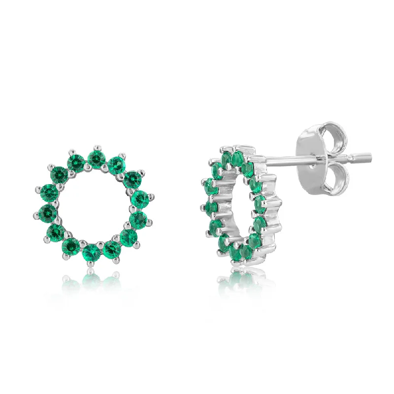 Luxury Jewelry Now At Special Promotional Rates Sterling Silver Green Cubic Zirconia Circle Of Life Stud Earrings