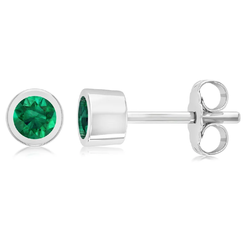 Limited Stock On Premium Jewelry At Low Prices Sterling Silver Green Round 3.5mm Stud Earrings