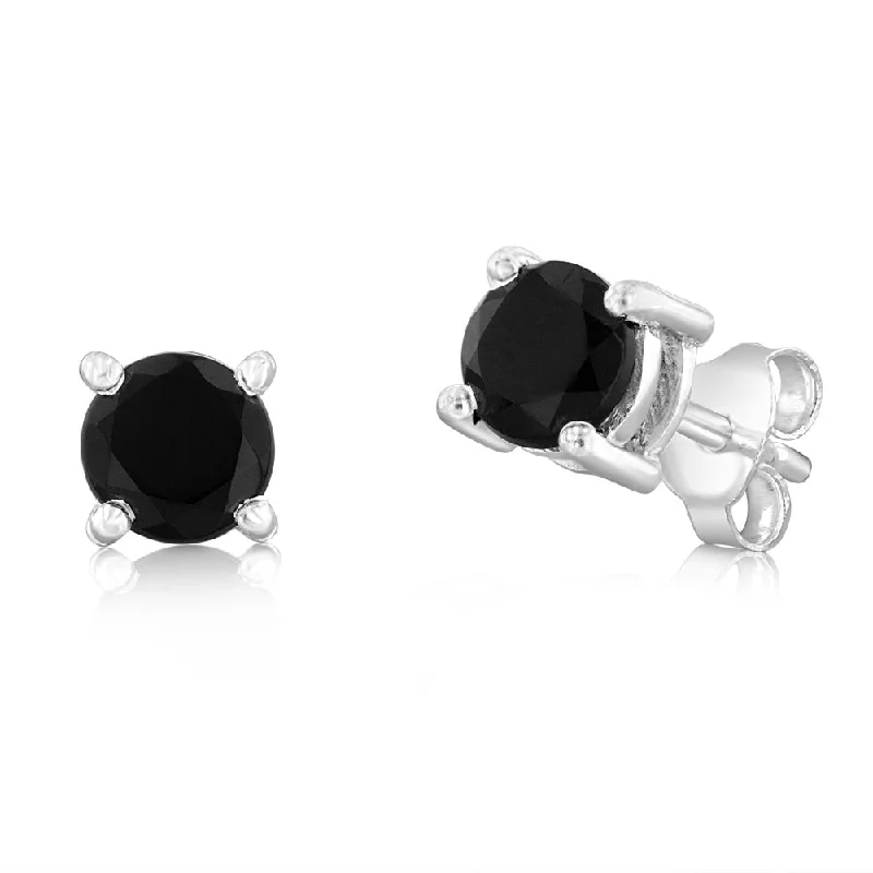 Bohemian-Inspired Jewelry For Free-Spirited Fashion Sterling Silver Natural Black Onyx 5mm Stud Earrings