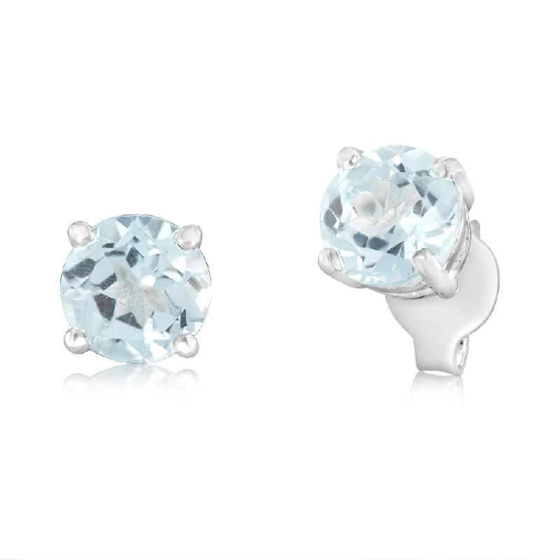 Premium Diamond Jewelry At Once-In-A-Lifetime Discounts Sterling Silver Natural Blue Topaz 5mm Stud Earrings