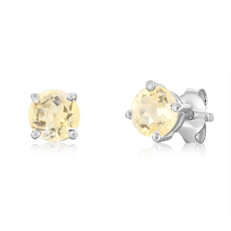 Luxury Handcrafted Jewelry For Elegant Looks Sterling Silver Natural Citrine 5mm Stud Earrings