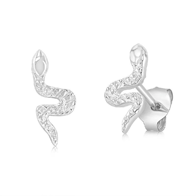 Clearance Sale On High-End Jewelry Collections Sterling Silver Patterned Snake Stud Earrings