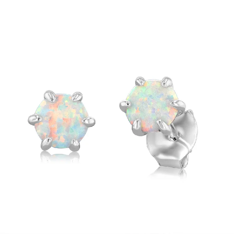 Elegant Jewelry At Unbeatable Offers – Shop Before It's Gone Sterling Silver White Created Opal Stud Earrings