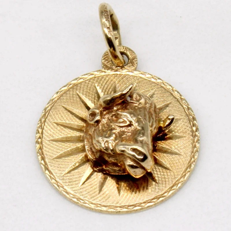 10k Yellow Gold Bull Portrait Charm