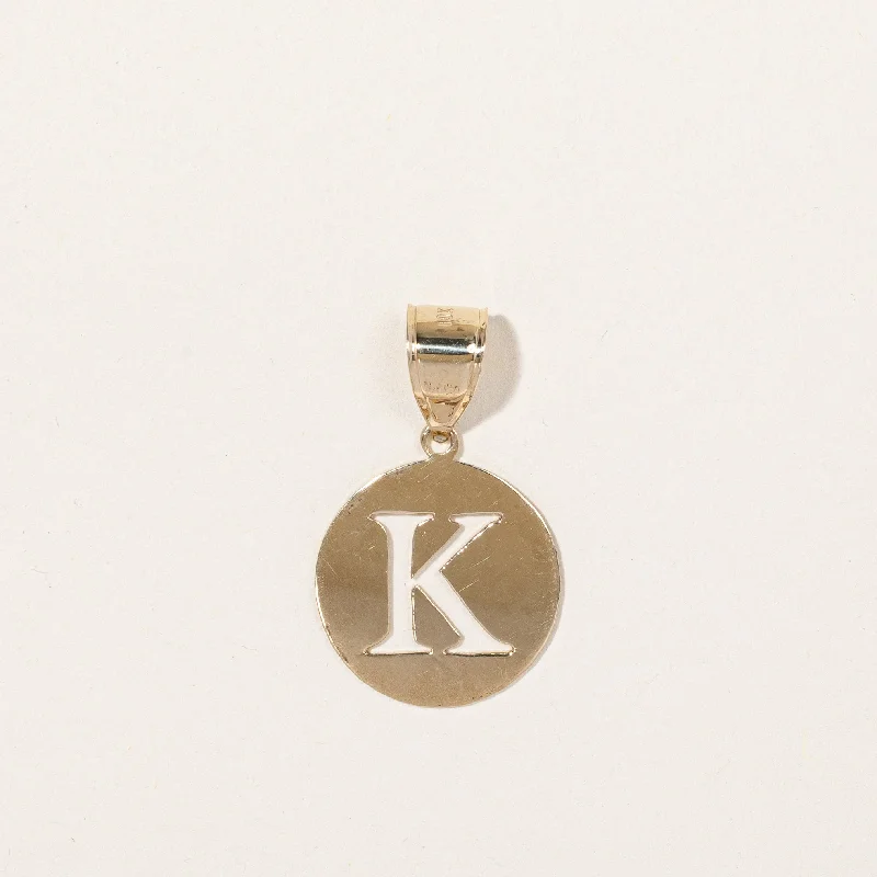 10k Yellow Gold "K" Pendant | SZ 20x20mm