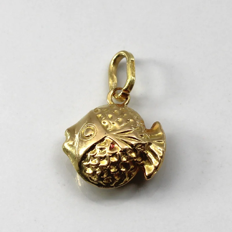 Italian 18k Yellow Gold Puffed Fish Pendant