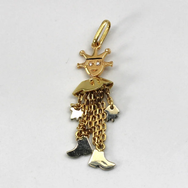 18k Yellow Gold Diamond Jester Pendant | 0.01ctw |