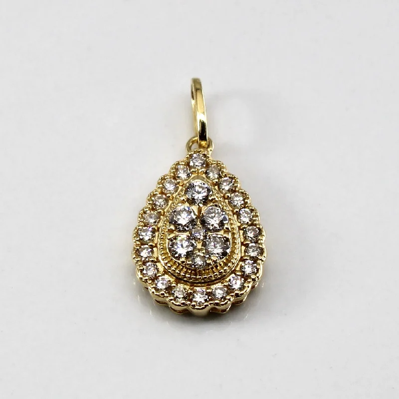 Milgrain Detail Cluster Diamond Drop Pendant | 0.40ctw |