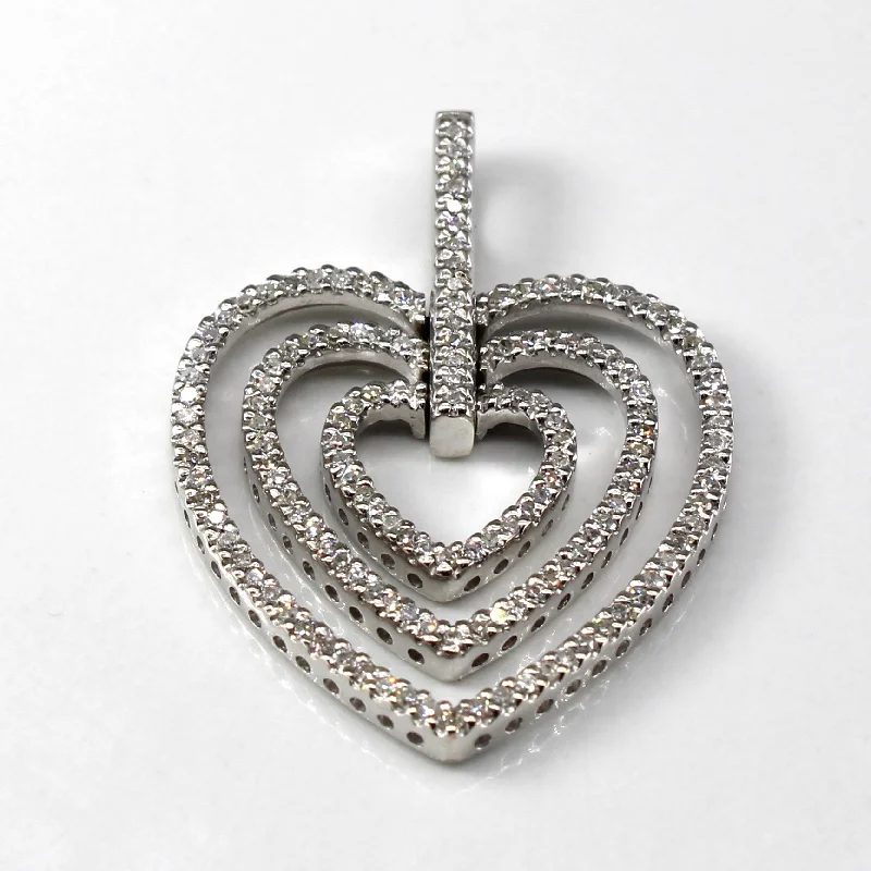 Pave Set Diamond Multi Row Heart Pendant | 0.38ctw |