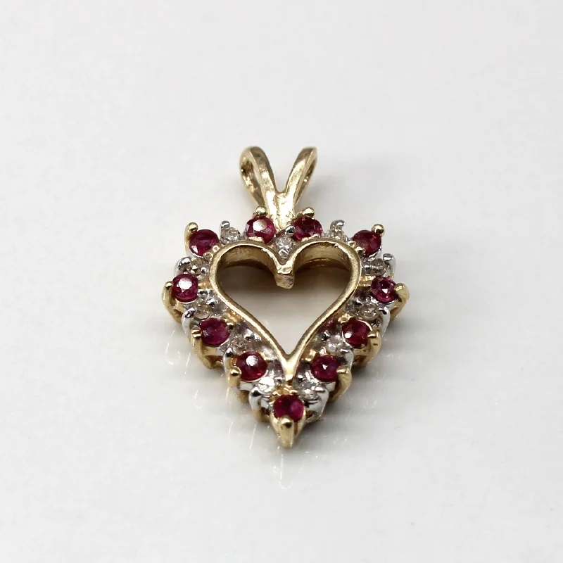 Ruby & Diamond Heart Pendant | 0.30ctw | 0.06ctw |