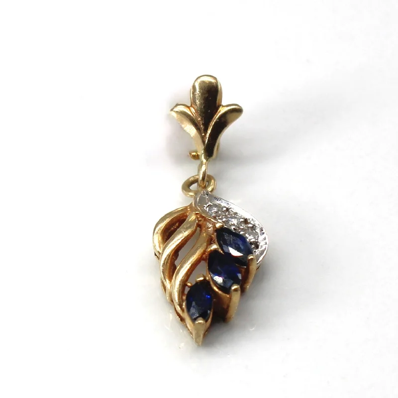 Sapphire & Diamond Leaf Design Pendant | 0.21ctw | 0.02ctw |