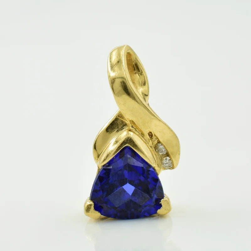 Synthetic Blue Sapphire & Diamond Pendant | 1.80ct, 0.02ctw |