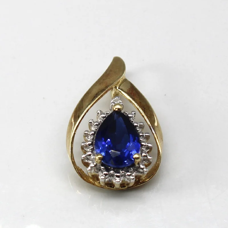 Synthetic Sapphire & Diamond Drop Pendant | 1.60ct | 0.005ctw |