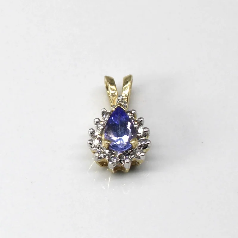 Tanzanite & Diamond Drop Pendant | 0.40ct | 0.13ctw |