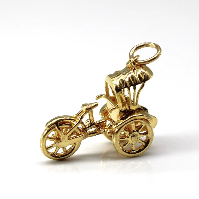 Yellow Gold Three Wheeled Cart Pendant